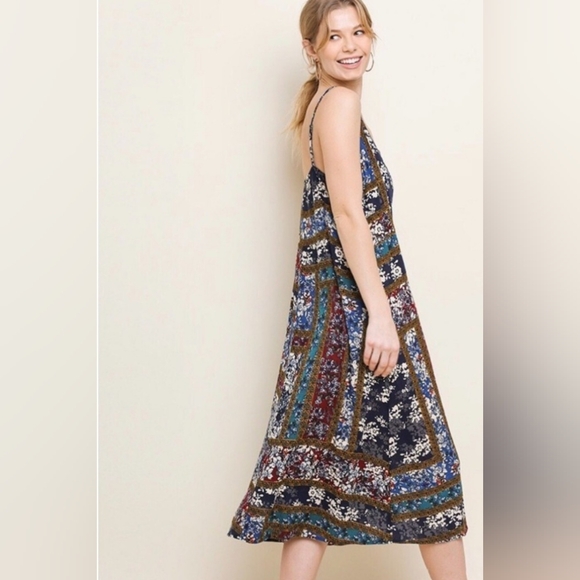 Umgee Sleeveless Floral Patchwork Midi Dress - Picture 3 of 14